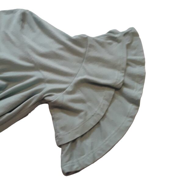 Womens Sz S Green Fairy Keyhole Neckline Ruffle Sleeve Emerald Top - Picture 5 of 8